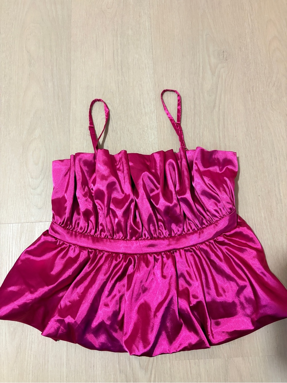 Satin Spaghetti Strap Peplum Top